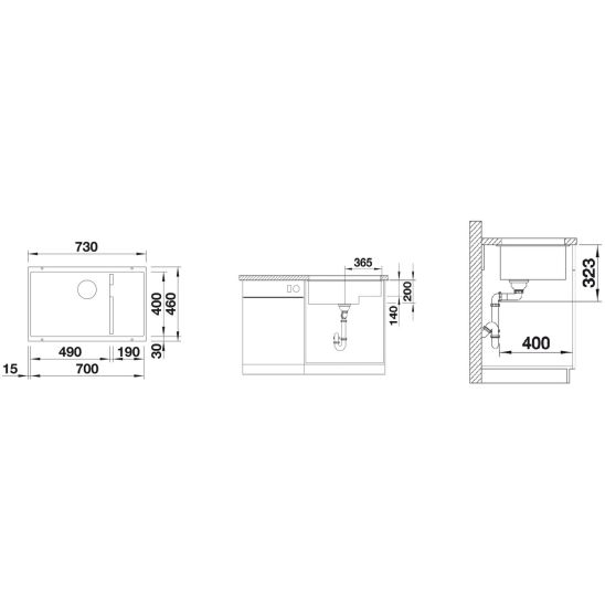 Conjunto fregadero de granito Blanco Subline 700-U Level 526004, grifo de cocina Blanco Catris-S 525793