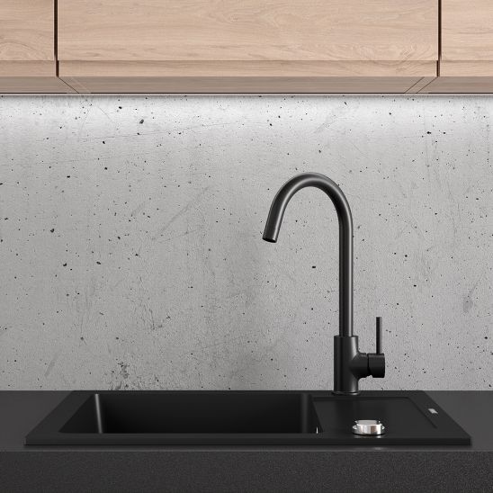 Conjunto fregadero de granito Oltens Gravan 72102300, grifo de cocina Oltens Litla 35204100