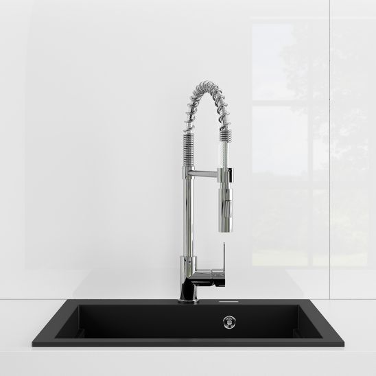 Conjunto grifo de cocina Oltens Borga 35207300, fregadero de granito Oltens Gravan 72000300