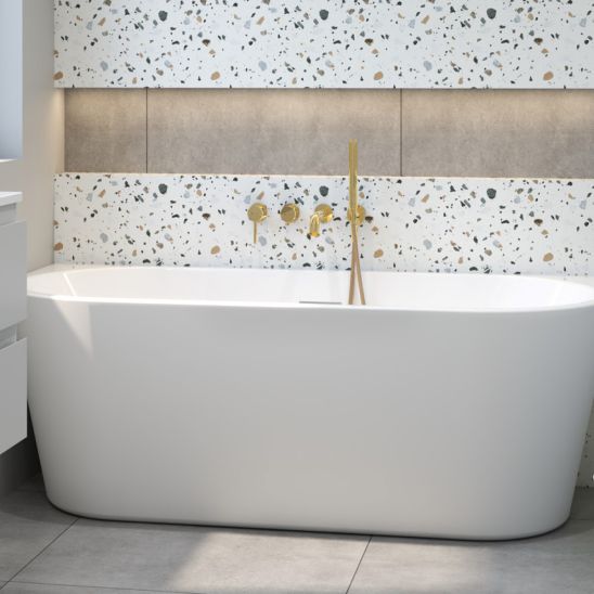 Conjunto bañera de pared Oltens Delva 12019000, embellecedor de tapón Oltens 09002000
