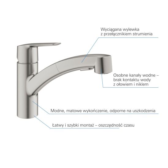 Conjunto fregadero de granito Grohe K500 31644AP0, grifo de cocina Grohe Start 30531DC1