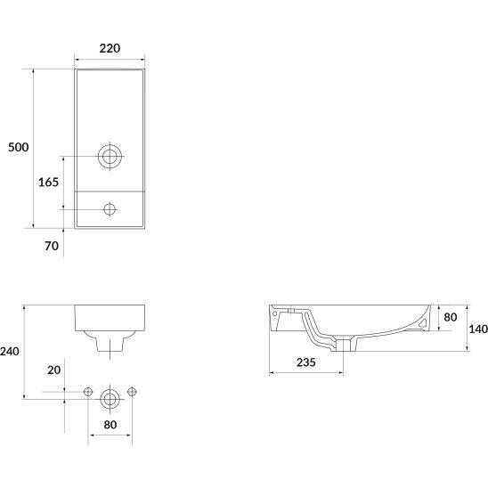 Conjunto lavabo Cersanit Larga K677-005, armario Cersanit Larga S932-110-DSM