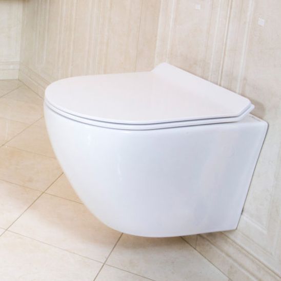 Conjunto taza de inodoro con asiento de cierre suave LaVita Sofi Slim 5908211401461, marco empotrado Tece Base 9400407, 9240407
