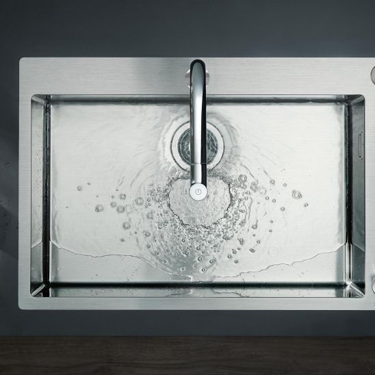 Conjunto fregadero de acero Hansgrohe S 71 43302800, grifo de cocina Hansgrohe Focus M41 31815000