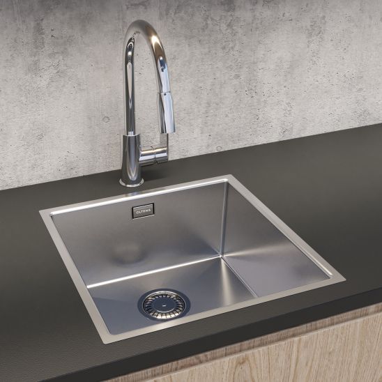 Conjunto fregadero de acero Oltens Stalvask 71100100, grifo de cocina Oltens Litla 35204800