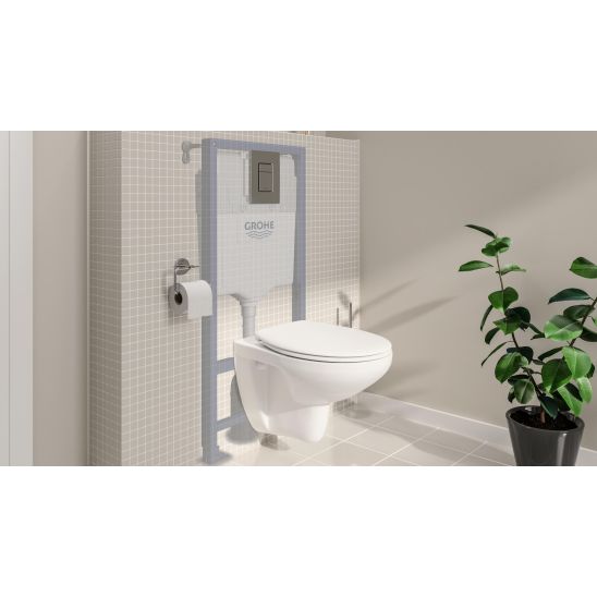 Conjunto taza de inodoro Grohe Euro Ceramic 39554000, marco empotrado con pulsador y junta Grohe Solido 39930000