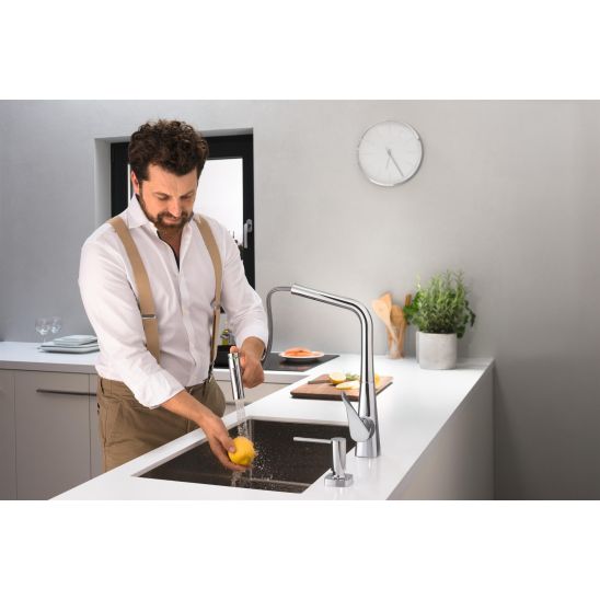 Conjunto grifo de cocina Hansgrohe Talis M54 72803800, fregadero de acero Hansgrohe S 71 43428800, 43921800