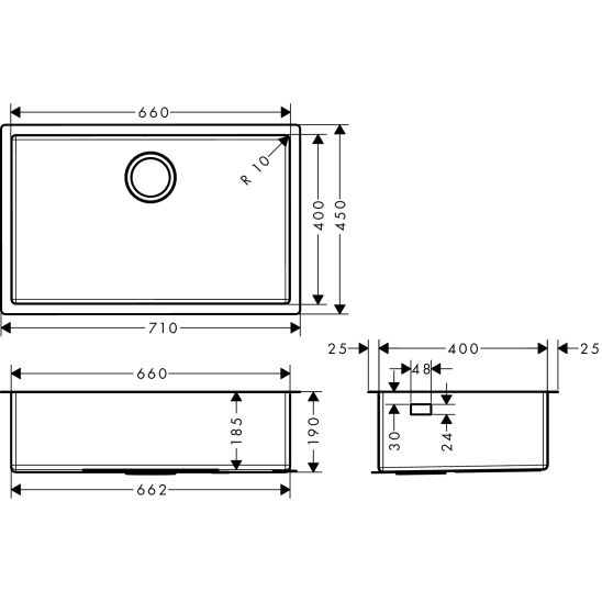 Conjunto grifo de cocina Hansgrohe Talis M54 72803800, fregadero de acero Hansgrohe S 71 43428800, 43921800