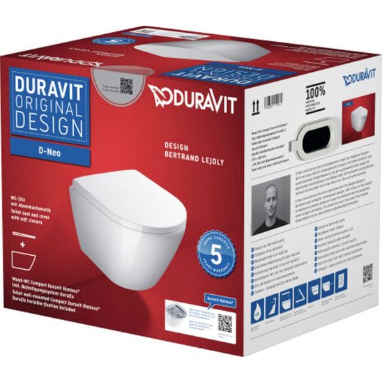 Conjunto marco empotrado Duravit DuraSystem WD1011000000, taza de inodoro con asiento de cierre suave Duravit D-Neo 45880900A1, WD5001011000