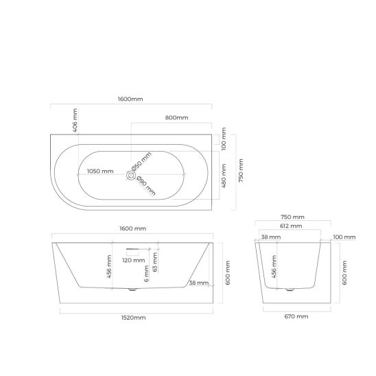 Conjunto bañera de esquina Oltens Hulda 11002000, embellecedor de tapón Oltens 09002400