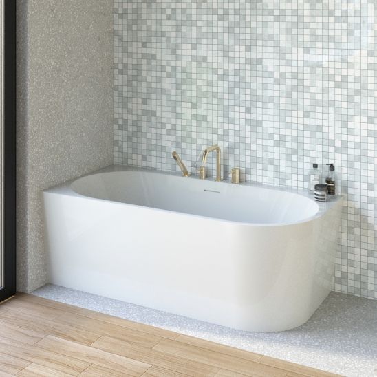 Conjunto bañera de esquina Oltens Hulda 11003000, embellecedor de tapón Oltens 09002300