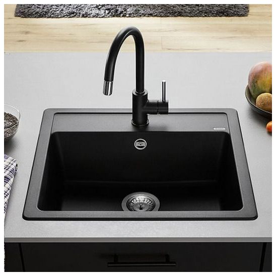 Conjunto fregadero de granito Blanco Legra 6 526084, grifo de cocina Oltens Litla 35204300