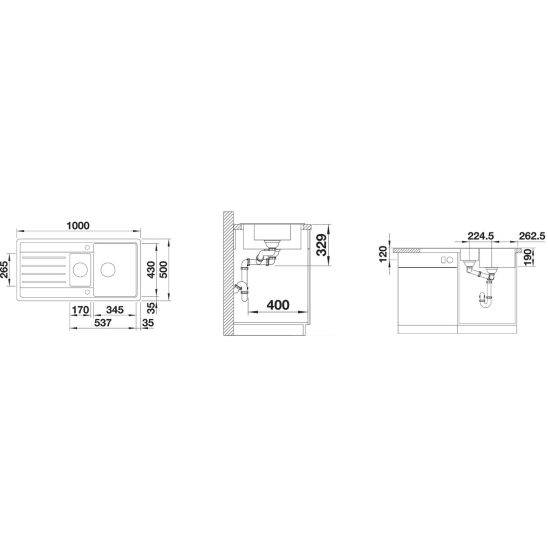 Conjunto fregadero de granito Blanco Legra 6 S 526086, grifo de cocina Blanco Mida 517742