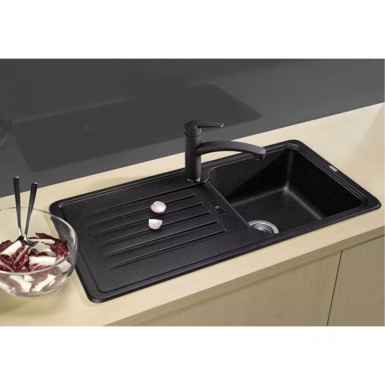 Conjunto fregadero de granito Blanco Favos 45 S 526079, grifo de cocina Hagser Emma HGR40000035