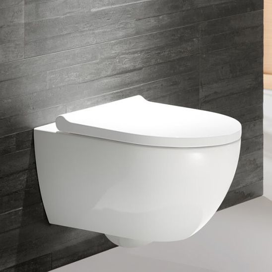 Conjunto taza de inodoro con asiento de cierre suave Geberit Acanto 502.774.00.1, marco empotrado Geberit Duofix 111.320.00.6, 111.815.00.1, 156.050.00.1