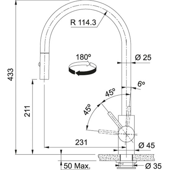 Conjunto fregadero de granito Franke Maris 125.0697.758, grifo de cocina Franke Eos 115.0681.244
