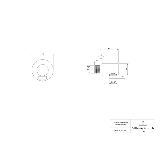 Conjunto grifo de bañera y ducha Villeroy & Boch Universal Taps & Fittings TVD00065300076, ducha con efecto lluvia Villeroy & Boch Universal Showers TVC00000100076, TVD00065100000, TVS10900600076, TVC00045800076, TVC00045351076, TVC00045600076, TVC0000350