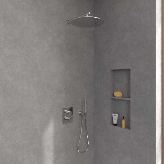 Conjunto grifo de bañera y ducha Villeroy & Boch Universal Taps & Fittings TVD00065300061, ducha con efecto lluvia Villeroy & Boch Universal Showers TVC00000300061, TVD00065100000, TVS10900600061, TVC00045800061, TVC00045351061, TVC00045600061, TVC0000350