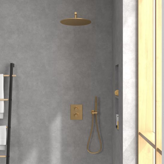Conjunto grifo de bañera y ducha Villeroy & Boch Universal Taps & Fittings TVD00065300076, ducha con efecto lluvia Villeroy & Boch Universal Showers TVC00000100076, TVD00065100000, TVS10900600076, TVC00045800076, TVC00045351076, TVC00045600076, TVC0000350