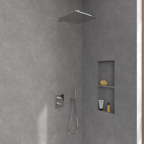 Conjunto grifo de bañera y ducha Villeroy & Boch Universal Taps & Fittings TVD00065300061, ducha con efecto lluvia Villeroy & Boch Universal Showers TVC00000600061, TVD00065100000, TVS10900600061, TVC00045453061, TVC00045900061, TVC00045700061, TVC0000350