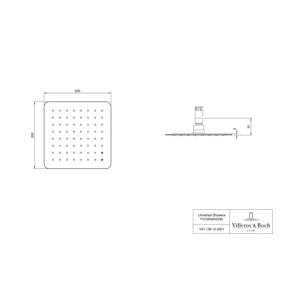 Conjunto grifo de bañera y ducha Villeroy & Boch Universal Taps & Fittings TVD00065300061, ducha con efecto lluvia Villeroy & Boch Universal Showers TVC00040220061, TVD00065100000, TVC00045453061, TVC00045900061, TVC00045700061, TVS10900300061, TVC0000350
