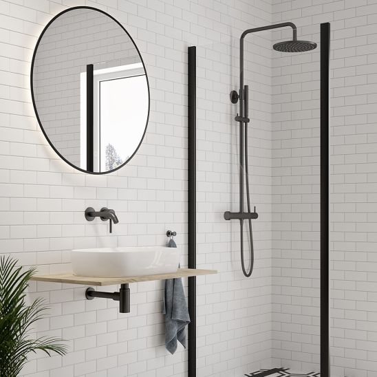 Conjunto puerta de ducha Oltens Breda 21214300, mampara de ducha Oltens Breda 22105300