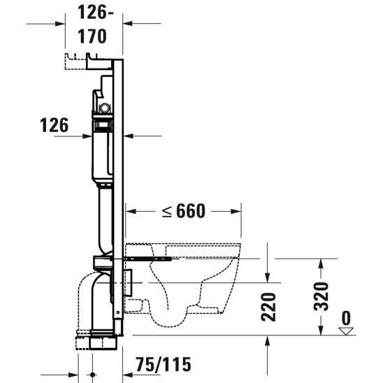 Conjunto taza de inodoro con asiento de cierre suave Duravit ME by Starck 45300900A1, marco empotrado Duravit DuraSystem WD1029000000, WD5009021000
