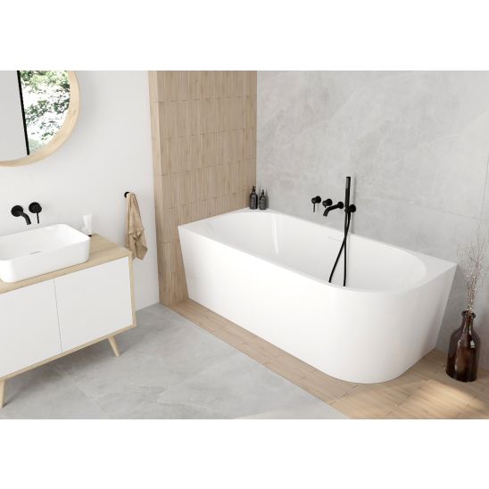 Conjunto bañera de esquina Oltens Delva 11007000, embellecedor de tapón Oltens 09002800