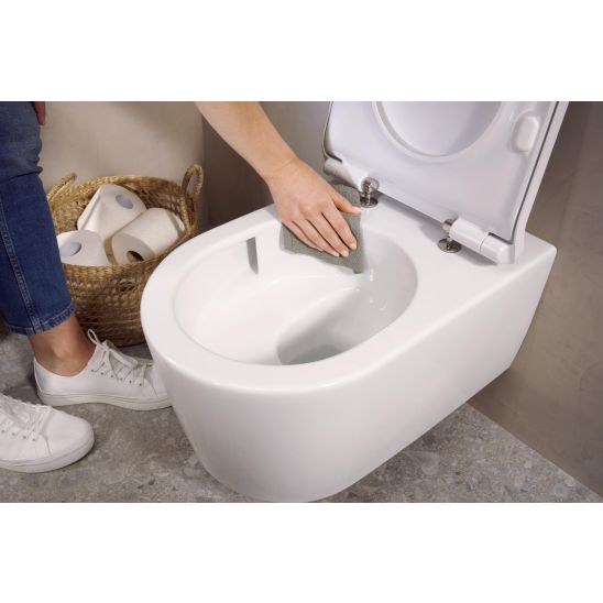 Conjunto taza de inodoro Hansgrohe EluPura S 62024450, tapa de inodoro Hansgrohe EluPura Original S 60148450