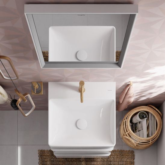 Conjunto armario Hansgrohe Xelu Q 54021700, lavabo Hansgrohe Xelu Q 61012450