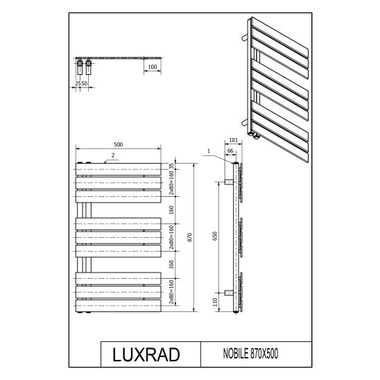 Conjunto radiador eléctrico Luxrad Nobile Elektro NOB870500S040ERG, varilla calefactora Luxrad GLX GLX300CZ