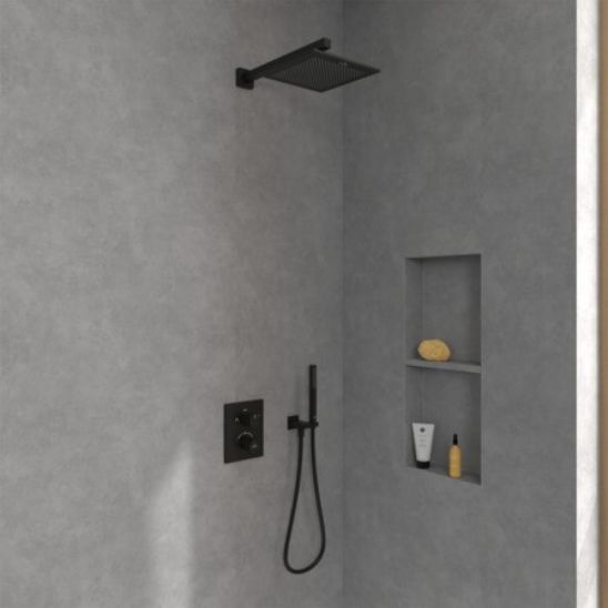 Conjunto grifo de bañera y ducha Villeroy & Boch Universal Taps & Fittings TVD000653000K5, ducha con efecto lluvia Villeroy & Boch Universal Showers TVC000002000K5, TVD00065100000, TVS109006000K5, TVC000459000K5, TVC000454530K5, TVC000457000K5, TVC0000350