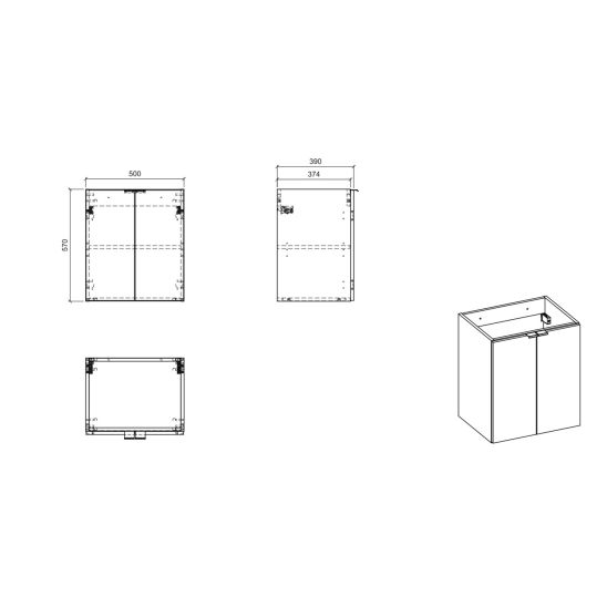 Conjunto armario Comad Nova Oak NOVA OAK A 82-50-2D, encimera Comad Nova Oak NOVA OAK A 89-50
