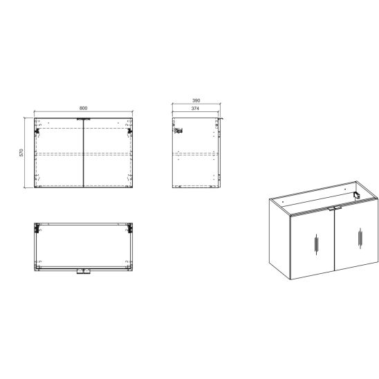 Conjunto lavabo Comad Beyond BEYOND 5 BLACK ( E-6564 ), armario Comad Nova Oak NOVA OAK A 82-80-2D, NOVA BLACK B 89-80