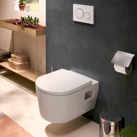 Conjunto taza de inodoro Hansgrohe EluPura S 62024450, tapa de inodoro Hansgrohe EluPura Original S 60148450