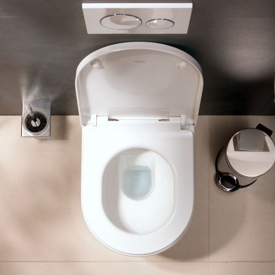 Conjunto taza de inodoro Hansgrohe EluPura S 62024450, tapa de inodoro Hansgrohe EluPura Original S 60148450