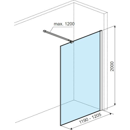 Conjunto mampara de ducha walk-in Excellent Vidoq KAEX.1507.830.LP.GL, mampara de ducha walk-in Excellent Vidoq KAEX.1506.1200.LP.GL