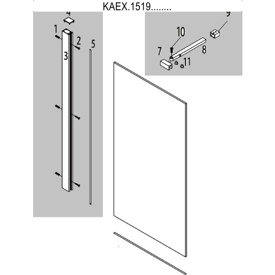 Conjunto kit de montaje Excellent Vidoq KAEX.1519.BL, mampara de ducha walk-in Excellent Vidoq KAEX.1512.0785.2000.06.01