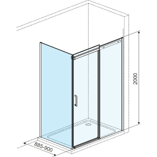 Conjunto puerta de ducha Excellent Rols KAEX.2612.1000.LP1/2.GL, mampara de ducha con puerta Excellent Rols KAEX.2606.900.LP.GL, KAEX.2612.1000.LP2/2.GL