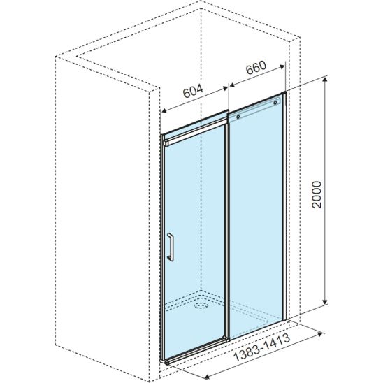 Conjunto puerta de ducha Excellent Rols KAEX.2612.1400.LP1/2.BL, puerta de ducha Excellent Rols KAEX.2612.1400.LP2/2.BL