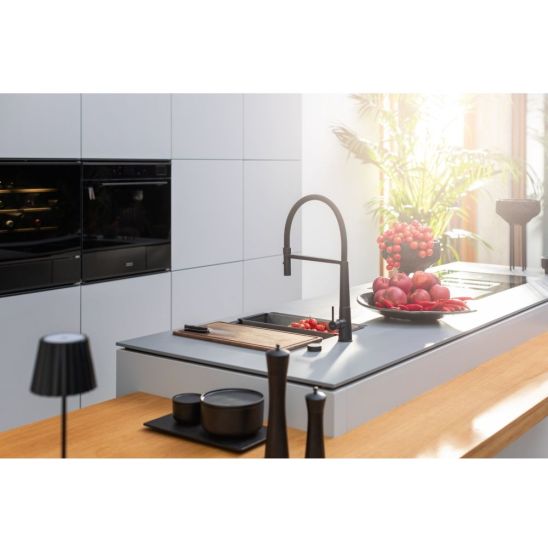 Conjunto grifo de cocina Franke Icon Semi-Pro 115.0690.598, dispensador de líquidos Franke Active SM 119.0547.906