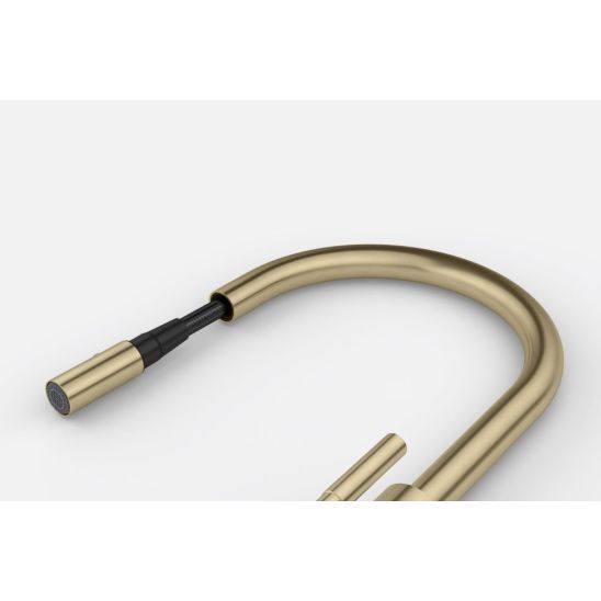 Conjunto grifo de cocina Franke Mythos Masterpiece Pull-Out Spray 115.0711.558, dispensador de líquidos Franke Atlas 112.0717.105