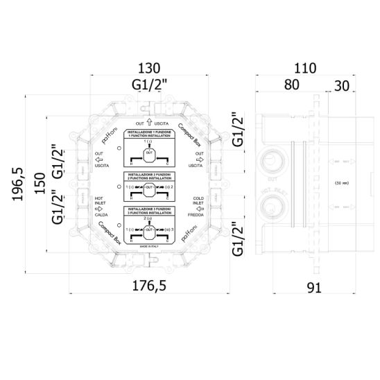 Conjunto grifo de bañera y ducha Kronenbach Smart Push 19044002CR, ducha con efecto lluvia Kronenbach Supra 2.0 15 376 300 1904, 01900190KBN, 27409000KBN, 28628002 KB, 27500000 KB, 28272000 KB