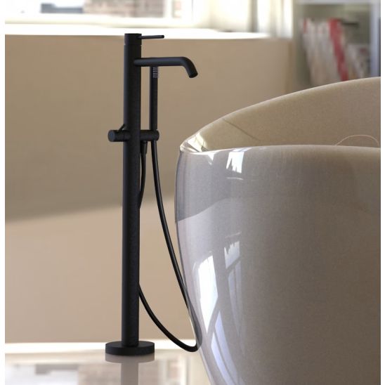 Conjunto grifo de bañera y ducha Kronenbach Lima 2.0 Black 100.1162SMKB, base de empotramiento Kronenbach Aqa 2.0 23491004KB