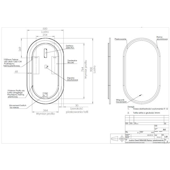 Conjunto espejo Comad Apollo 2 LUSTRO LED CZARNE APOLLO 2 900X500, armario Comad Adel Oak ADEL OAK 82-60-B-2S, ADEL OAK 80-01-B-1D, NATURE WOTAN 89-140-46 M, UM-6289MAGIC50DP, XILO BLACK 81-01-A