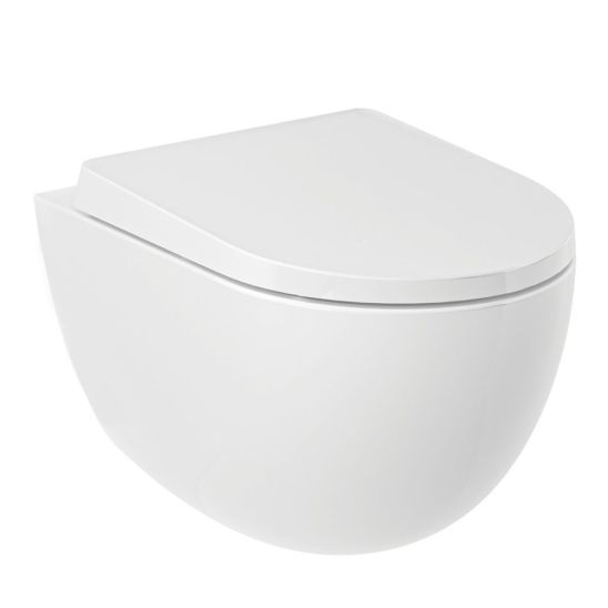 Conjunto taza de inodoro con asiento de cierre suave Kludi Resa D 24WCSET43, marco empotrado Kludi Unifix 79300