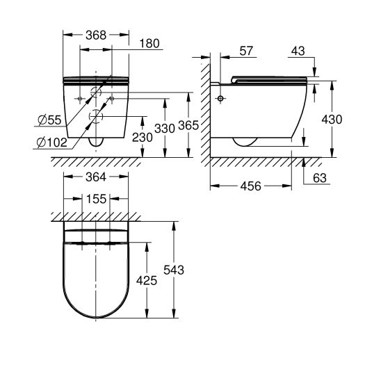Conjunto taza de inodoro con asiento de cierre suave Grohe Start 103848SH00, marco empotrado Grohe Solido 38971000, 38966KV0