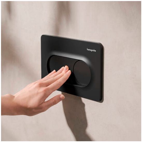 Conjunto taza de inodoro con asiento de cierre suave Hansgrohe EluPura Original S 60288450, marco empotrado Hansgrohe iFrame universal 01022180, 66002670