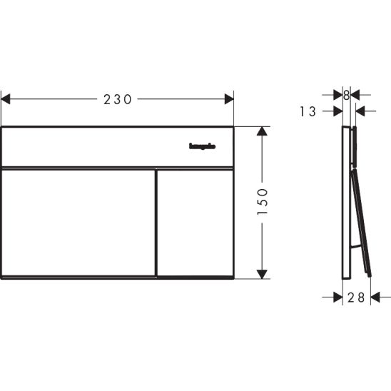 Conjunto botón de descarga Hansgrohe Element E 66003340, taza de inodoro Hansgrohe EluPura S 60193450, 01022180, 60148450