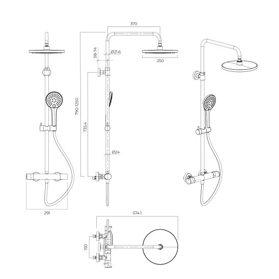 Conjunto conjunto de ducha Oltens Vatten 36505910, caño de grifo Oltens Numa 39106910
